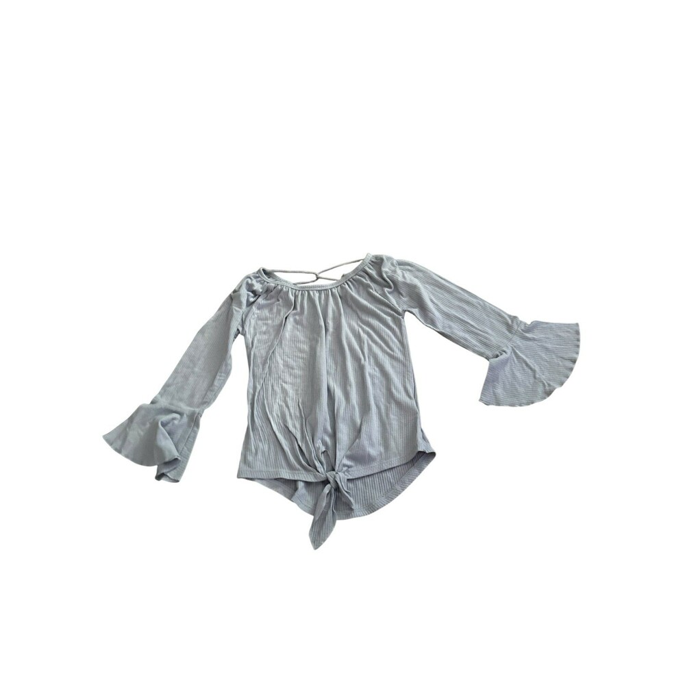 Kids blue knit works bell sleeve shirt Medium 8-10